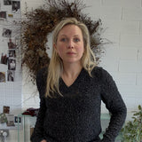 Ver Lambswool Silk Lace V-Neck Sweater Black - Preorder