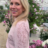 Ver Lambswool Silk Lace Sleeve Sweater Pink