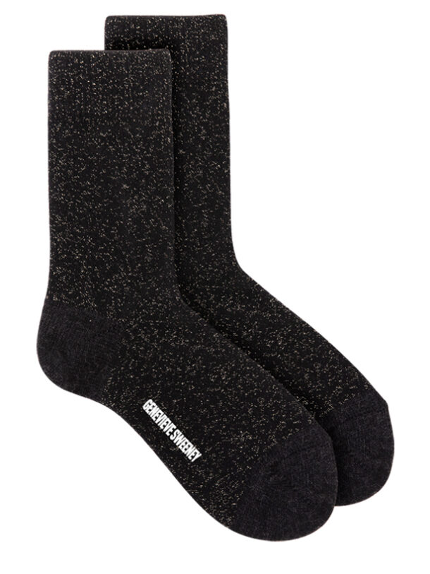 Soro Sparkly Lounge Socks Merino Wool Black Genevieve Sweeney