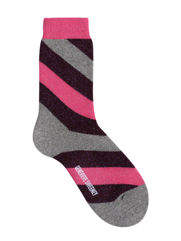 Serora Sparkly Stripe Sock Hot Pink Genevieve Sweeney