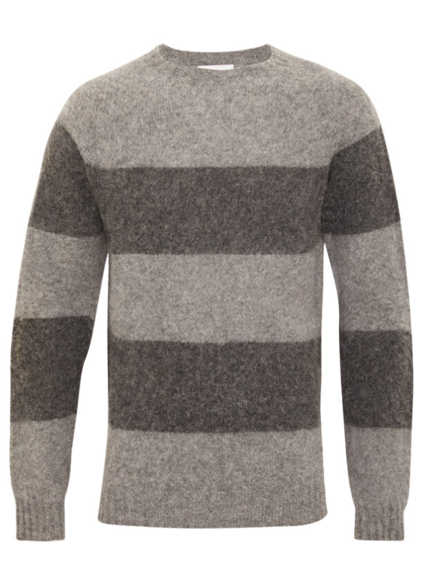 Alford Brushed Wool Stripe Sweater Grey Melange Genevieve Sweeney