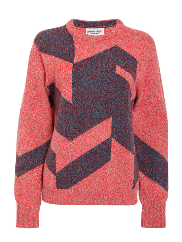 Leyden Geometric Lambswool Sweater Pink Genevieve Sweeney
