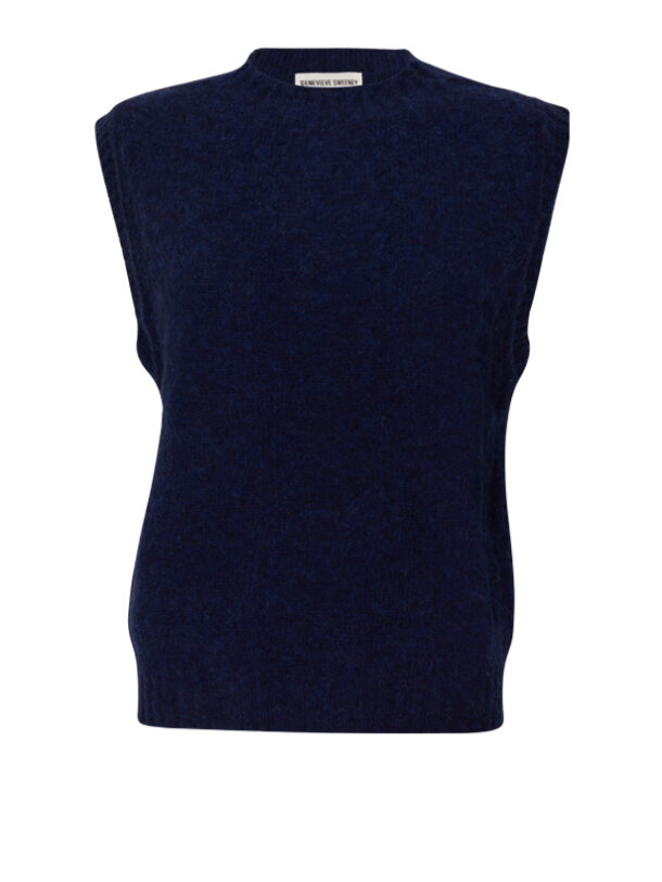 Laide Brushed Wool Knitted Vest Navy Genevieve Sweeney