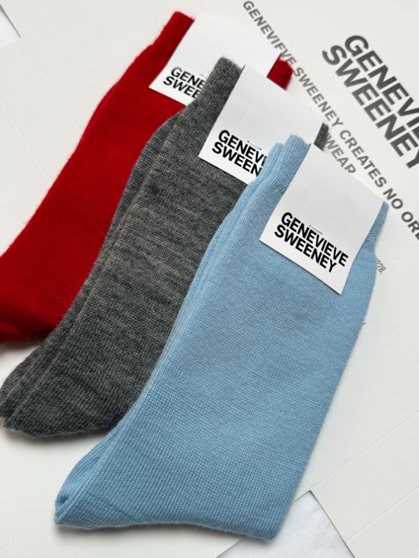 Serin Merino Wool Sock Gift Blue Red Grey Genevieve Sweeney