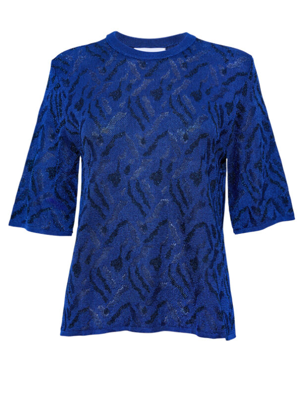 Aria Tshirt Knitted Viscose Cobalt Blue Genevieve Sweeney